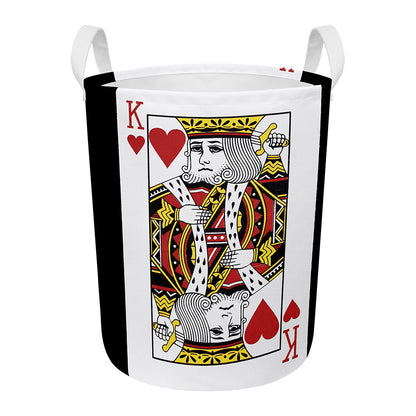 King Of Hearts Playing Card Print Round Laundry Basket