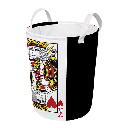 King Of Hearts Playing Card Print Round Laundry Basket