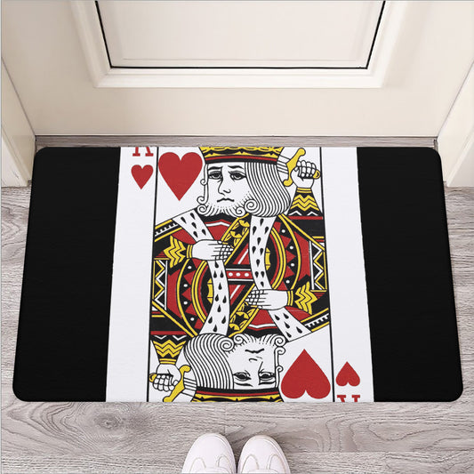 King Of Hearts Playing Card Print Rubber Doormat