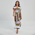 King Of Hearts Playing Card Print Short Sleeve Maxi Dress