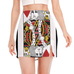 King Of Hearts Playing Card Print Side Slit Mini Skirt