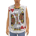 King Of Hearts Playing Card Print Sleeveless Baseball Jersey