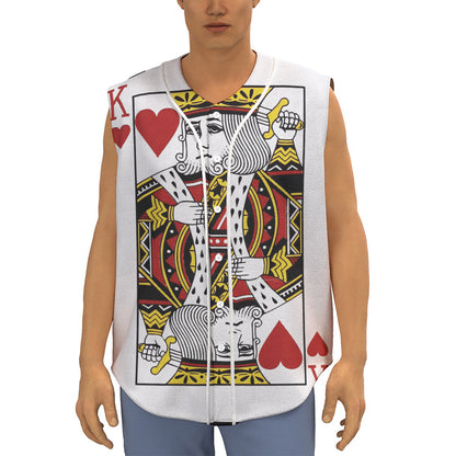 King Of Hearts Playing Card Print Sleeveless Baseball Jersey