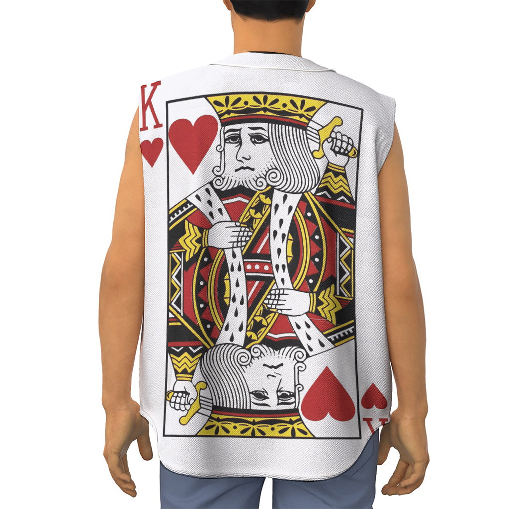 King Of Hearts Playing Card Print Sleeveless Baseball Jersey