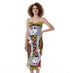 King Of Hearts Playing Card Print Slim Fit Midi Cami Dress