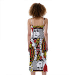 King Of Hearts Playing Card Print Slim Fit Midi Cami Dress