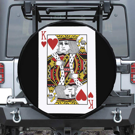 King Of Hearts Playing Card Print Tire Cover