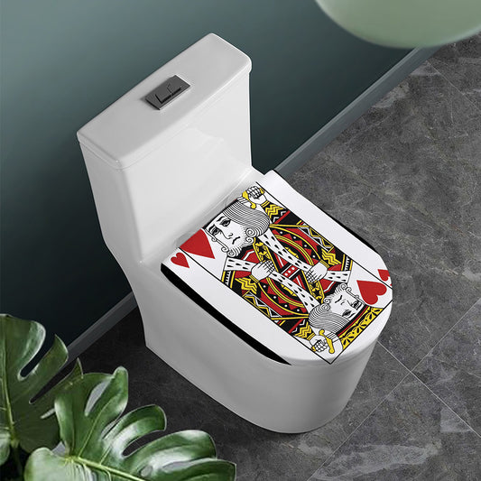 King Of Hearts Playing Card Print Toilet Lid Cover
