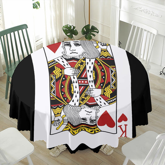 King Of Hearts Playing Card Print Waterproof Round Tablecloth