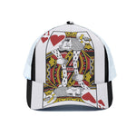 King Of Hearts Playing Card Print White Mesh Trucker Cap
