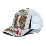 King Of Hearts Playing Card Print White Mesh Trucker Cap