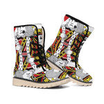 King Of Hearts Playing Card Print Winter Boots