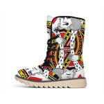 King Of Hearts Playing Card Print Winter Boots