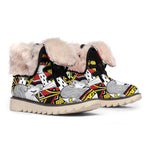 King Of Hearts Playing Card Print Winter Boots