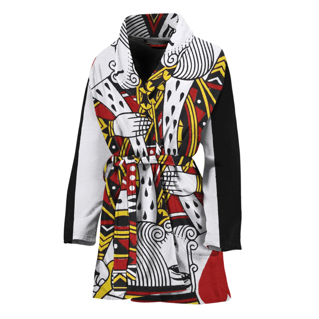 King Of Hearts Playing Card Print Women's Bathrobe