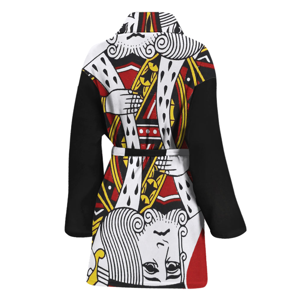King Of Hearts Playing Card Print Women's Bathrobe