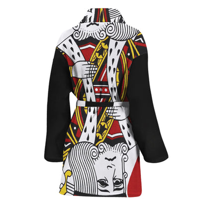 King Of Hearts Playing Card Print Women's Bathrobe
