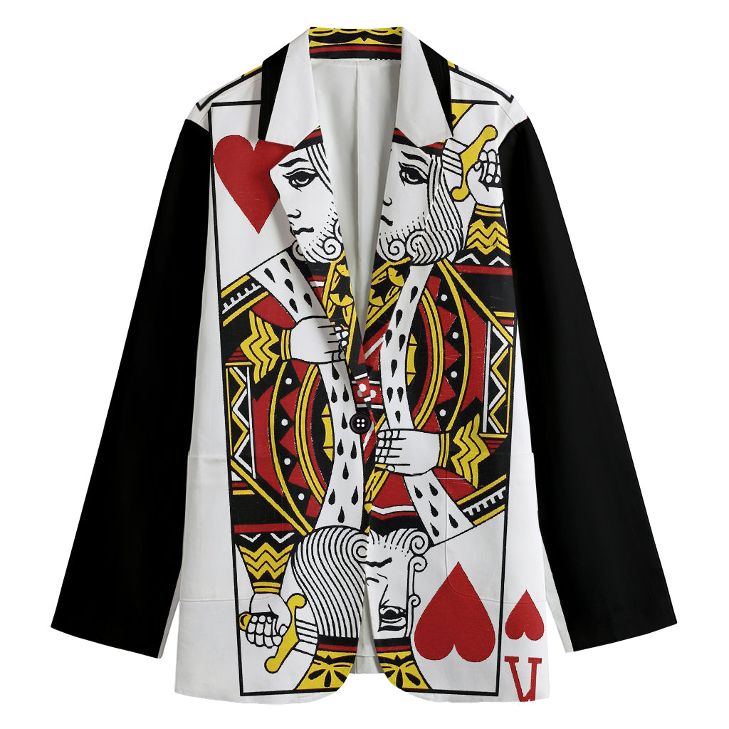 King Of Hearts Playing Card Print Women's Blazer