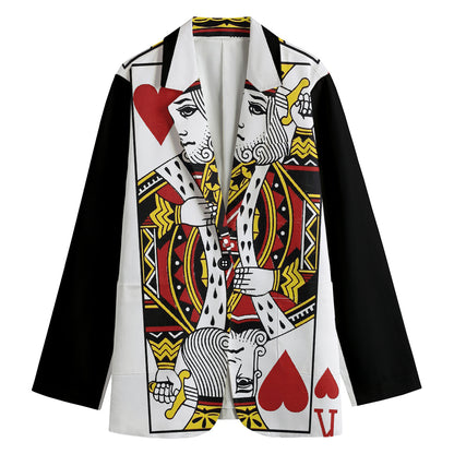King Of Hearts Playing Card Print Women's Blazer