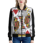 King Of Hearts Playing Card Print Women's Bomber Jacket