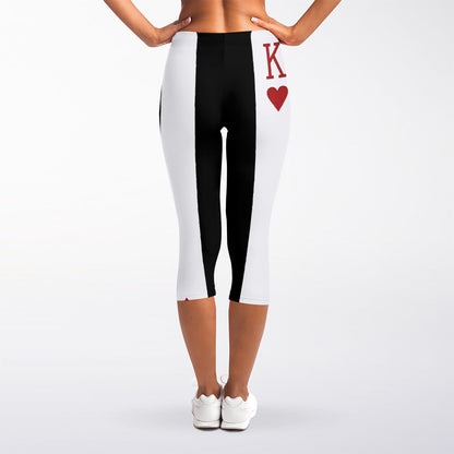 King Of Hearts Playing Card Print Women's Capri Leggings