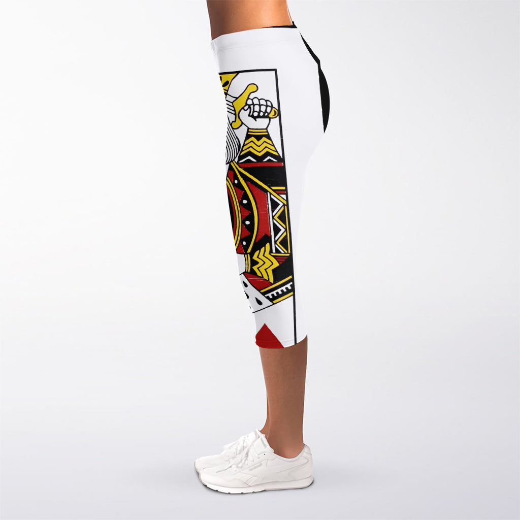 King Of Hearts Playing Card Print Women's Capri Leggings