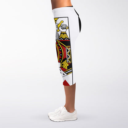 King Of Hearts Playing Card Print Women's Capri Leggings