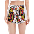 King Of Hearts Playing Card Print Women's Split Running Shorts