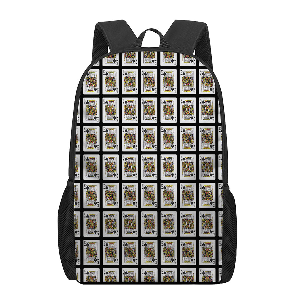 King Of Spades Pattern Print 17 Inch Backpack