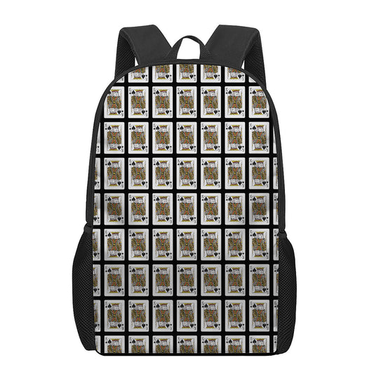 King Of Spades Pattern Print 17 Inch Backpack