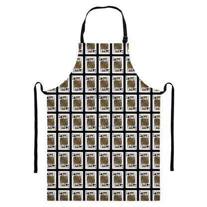 King Of Spades Pattern Print Bib Apron With Pocket