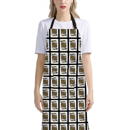 King Of Spades Pattern Print Bib Apron With Pocket