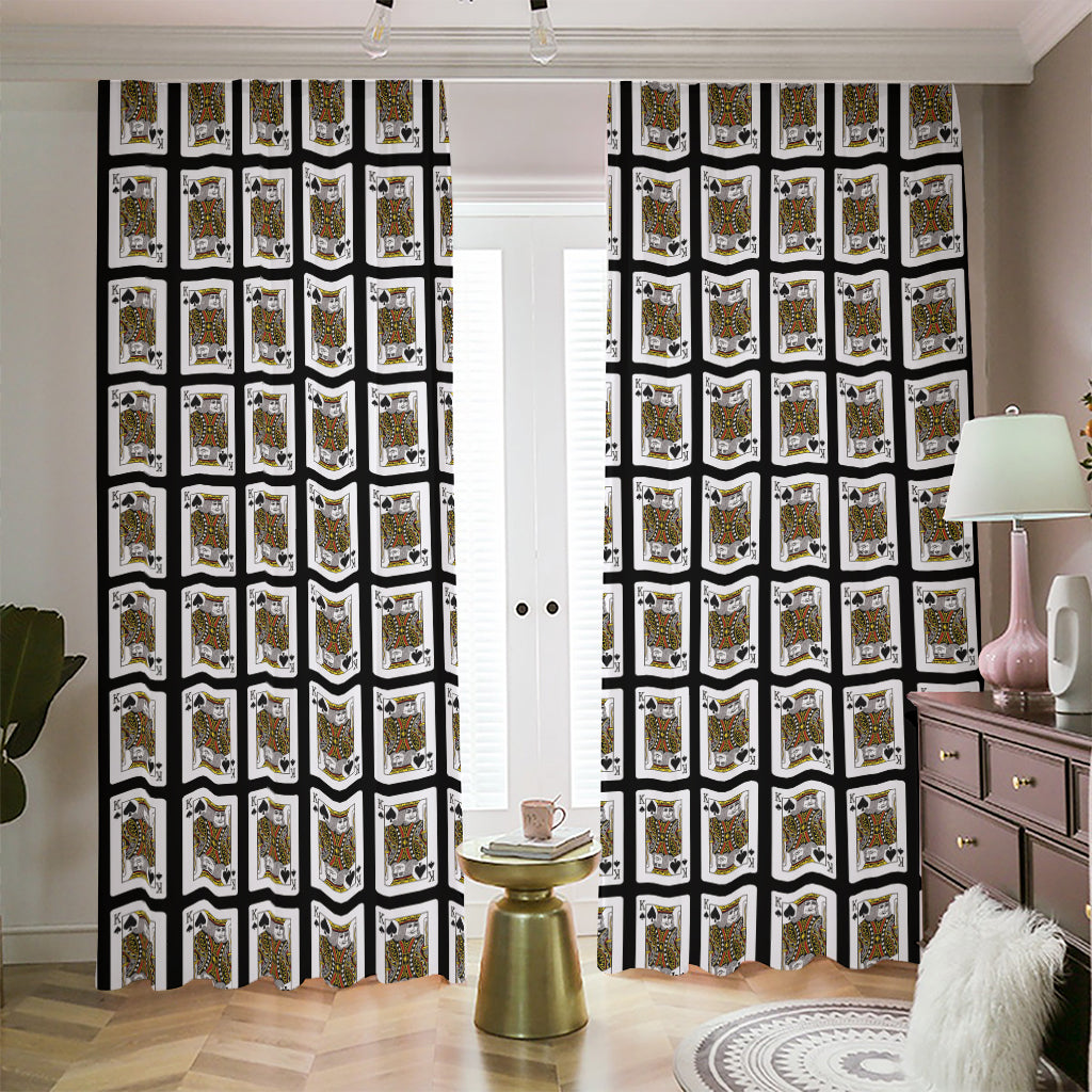 King Of Spades Pattern Print Blackout Pencil Pleat Curtains