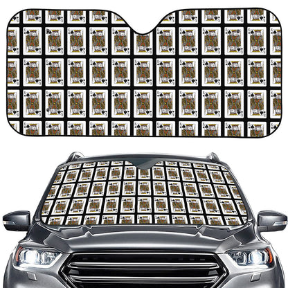 King Of Spades Pattern Print Car Windshield Sun Shade