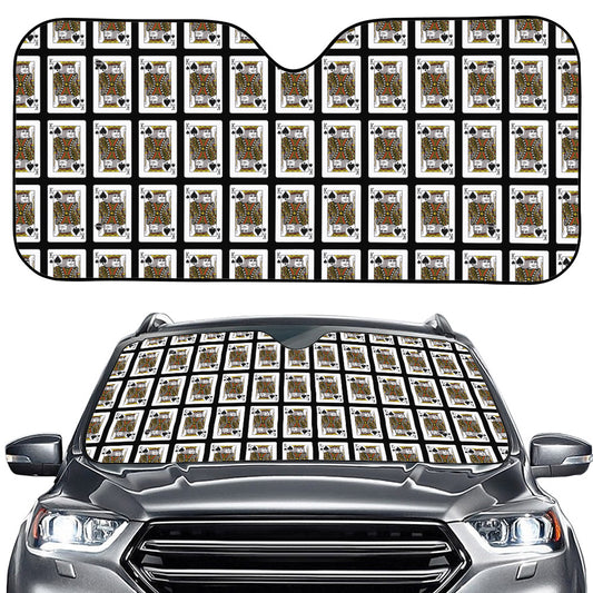 King Of Spades Pattern Print Car Windshield Sun Shade