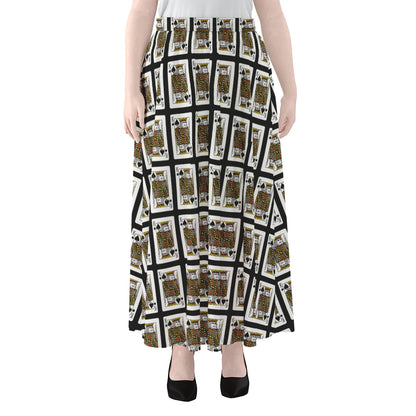 King Of Spades Pattern Print Chiffon Maxi Skirt