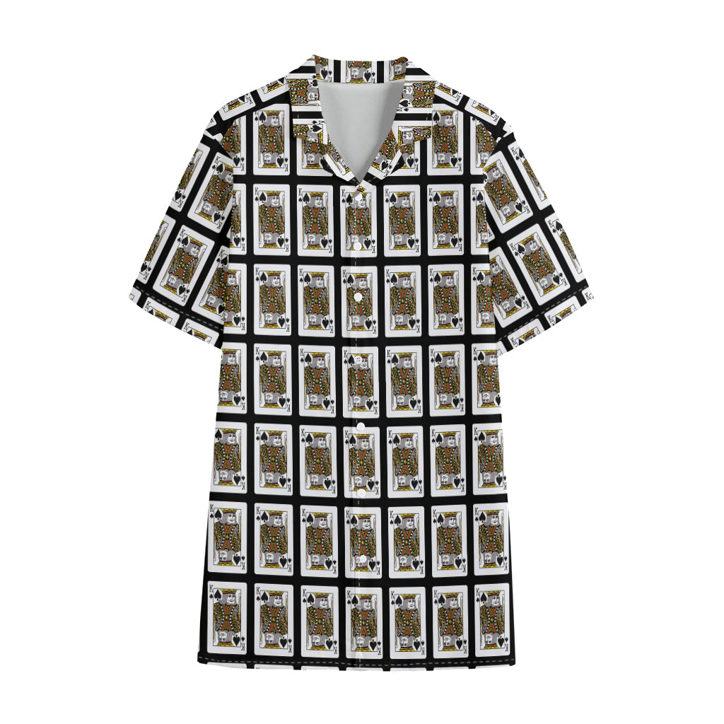 King Of Spades Pattern Print Cotton Hawaiian Shirt