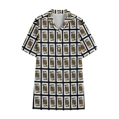 King Of Spades Pattern Print Cotton Hawaiian Shirt