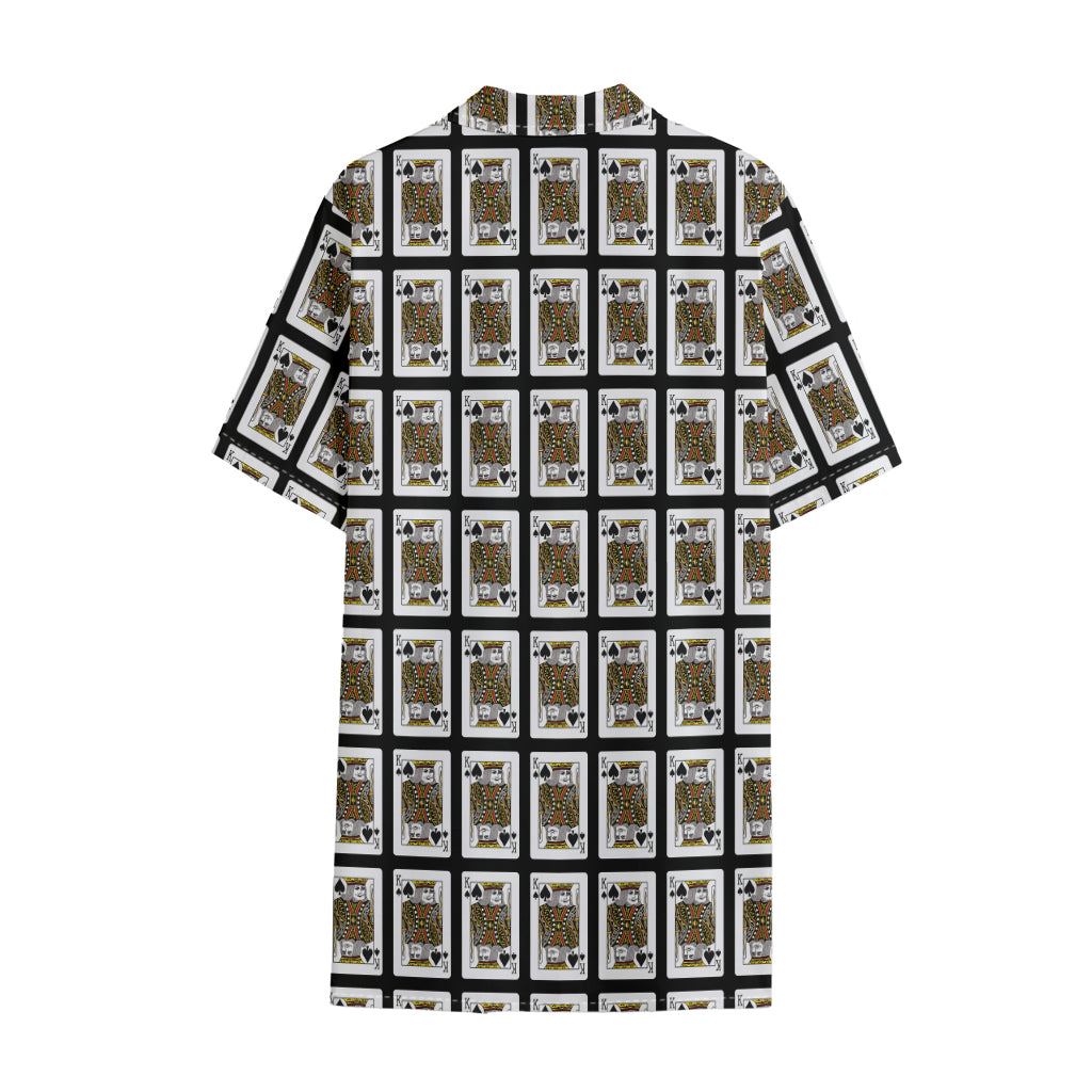 King Of Spades Pattern Print Cotton Hawaiian Shirt