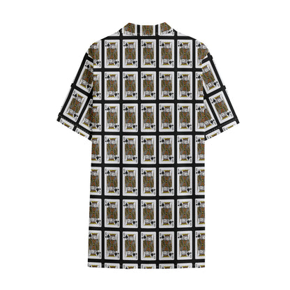 King Of Spades Pattern Print Cotton Hawaiian Shirt