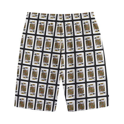 King Of Spades Pattern Print Cotton Shorts