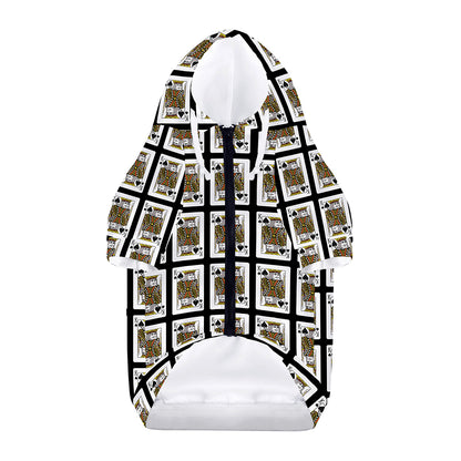King Of Spades Pattern Print Dog Zip Up Hoodie