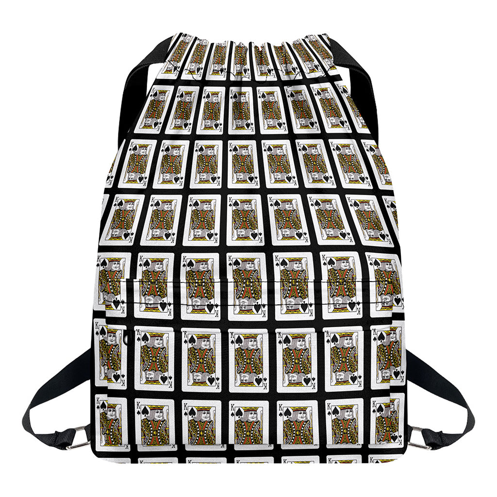 King Of Spades Pattern Print Drawstring Backpack
