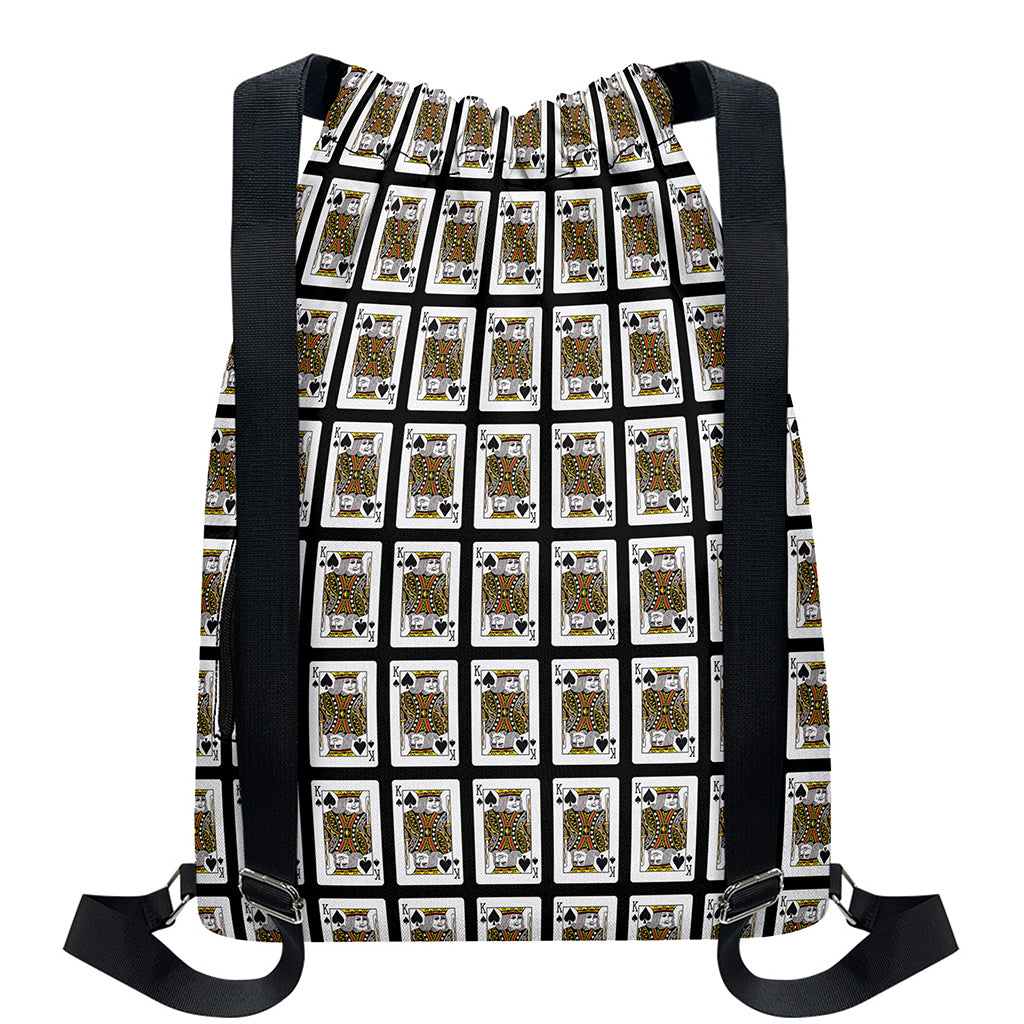 King Of Spades Pattern Print Drawstring Backpack