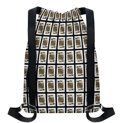 King Of Spades Pattern Print Drawstring Backpack