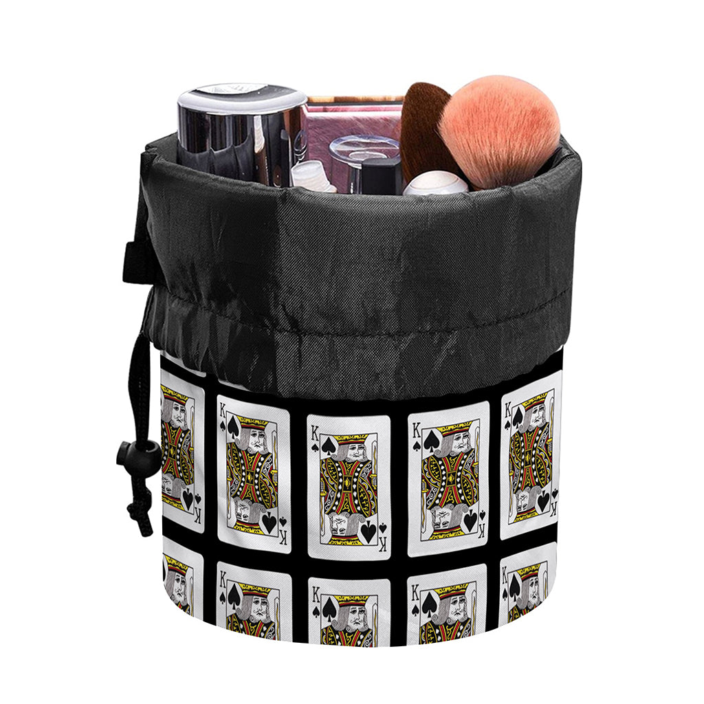 King Of Spades Pattern Print Drawstring Makeup Bag