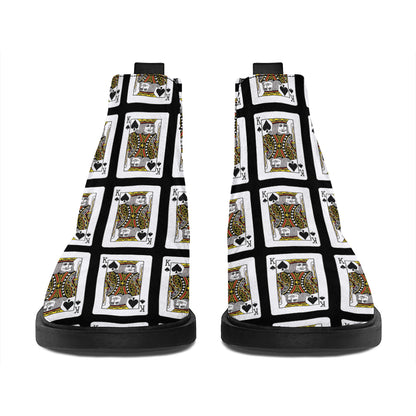 King Of Spades Pattern Print Flat Ankle Boots