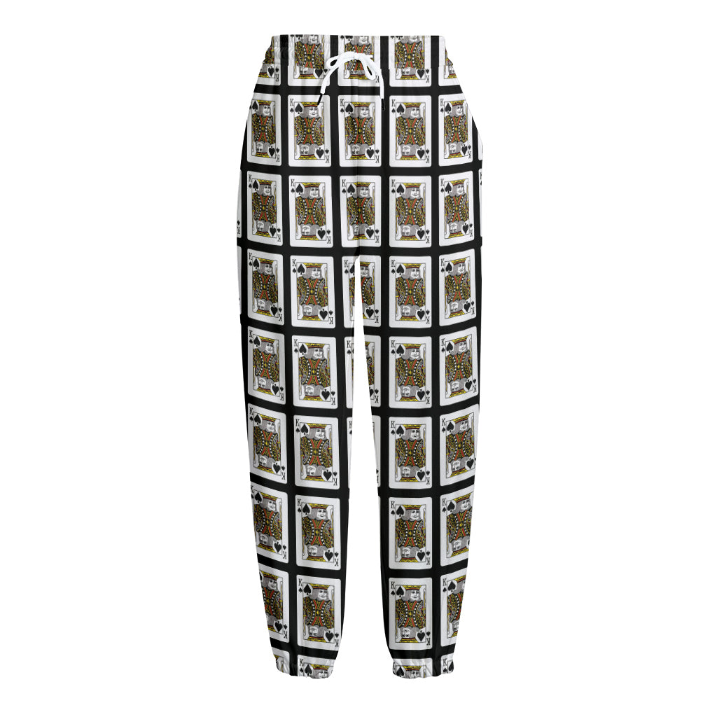 King Of Spades Pattern Print Fleece Lined Knit Pants