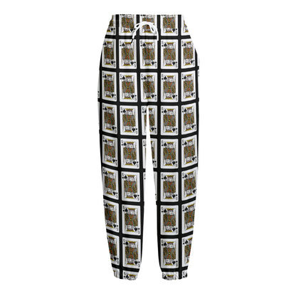 King Of Spades Pattern Print Fleece Lined Knit Pants