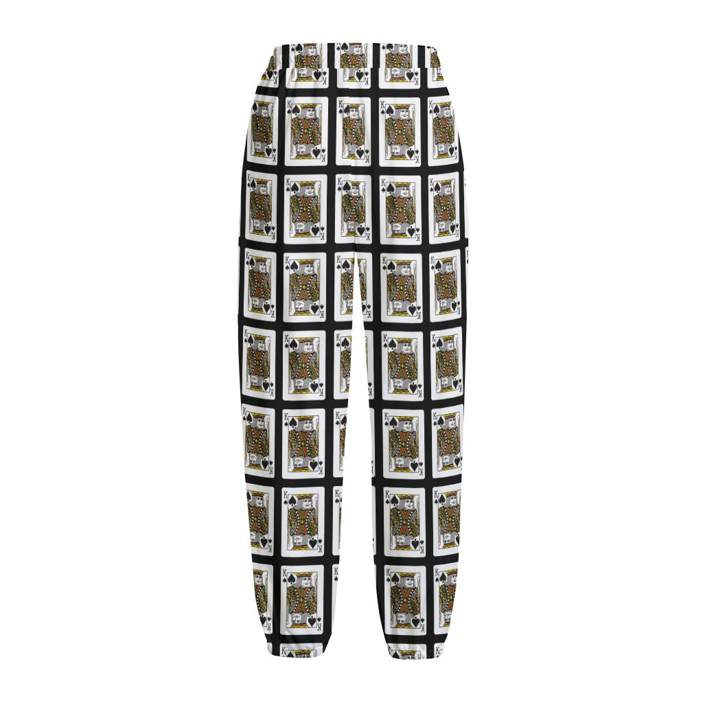 King Of Spades Pattern Print Fleece Lined Knit Pants